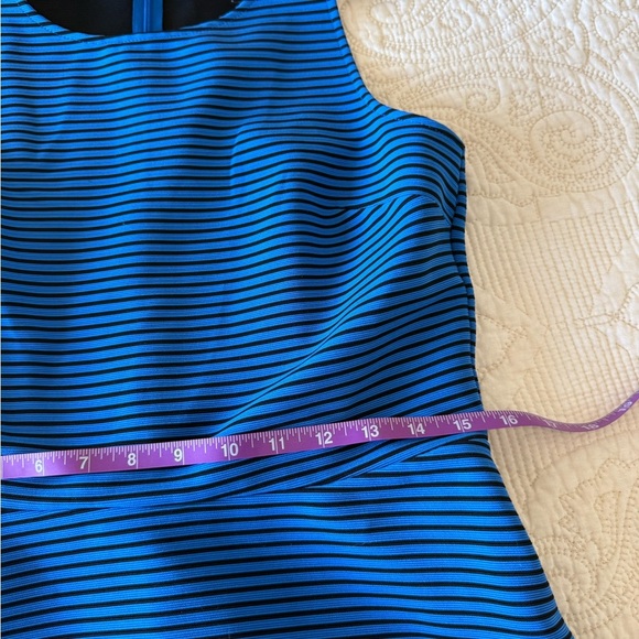 BCBG Royal blue and black striped modern swing dress a-line women's size L - Picture 3 of 7